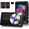 Appareil Photo Numérique 4K 64MP Appareil Photo Compact avec Double Caméra, Autofocus, Écran IPS 2,8", Zoom Numérique 16X, Anti-