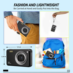 Appareil Photo Numérique FHD 1080p, Zoom 16x, Appareil Photo Compact avec Batterie De 1300 mAh, Écran De 2,4 Pouces,Appareils Ph