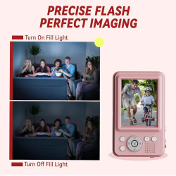 Appareil Photo Numérique FHD 1080p, Zoom 16x, Appareil Photo Compact avec Batterie De 1300 mAh, Écran De 2,4 Pouces,Appareils Ph
