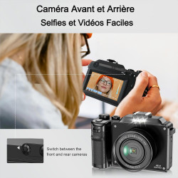 Appareil Photo Numérique, 5K 64MP Digital Camera avec Carte 64GB WiFi, Autofocus Appareil Photo Compact LCD Écran 3'' Selfie Cam