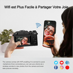 Appareil Photo Numérique, 5K 64MP Digital Camera avec Carte 64GB WiFi, Autofocus Appareil Photo Compact LCD Écran 3'' Selfie Cam