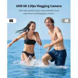 LONGYI 6K 75MP Appareil Photo Numérique Zoom Optique 8X & Trépied, Carte 64GB, Camera Vlog Écran Rabattable 180° Selfie, Lecteur