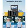 LONGYI 6K 75MP Appareil Photo Numérique Zoom Optique 8X & Trépied, Carte 64GB, Camera Vlog Écran Rabattable 180° Selfie, Lecteur
