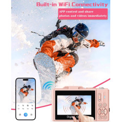 Longyi Appareil Photo Numérique, 5K 75MP Appareil Photo pour Vlogging avec WiFi, Carte de 64GB, Écran LCD de 3,0" Rotatif de 180