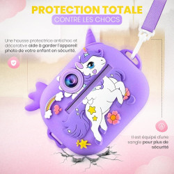 ETERNIUM Appareil Photo Instantané Enfant Licorne - Kit Créatif et Éducatif - Caméra Numérique 1080P Antichoc - 4 Rouleaux d'imp