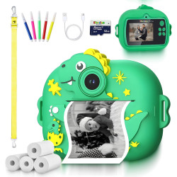 ETERNIUM Appareil Photo Instantané Enfant Dinosuare - Kit Créatif et Éducatif - Caméra Numérique 1080P Antichoc - 4 Rouleaux d'i