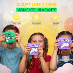 ETERNIUM Appareil Photo Instantané Enfant Dinosuare - Kit Créatif et Éducatif - Caméra Numérique 1080P Antichoc - 4 Rouleaux d'i