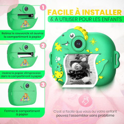 ETERNIUM Appareil Photo Instantané Enfant Dinosuare - Kit Créatif et Éducatif - Caméra Numérique 1080P Antichoc - 4 Rouleaux d'i