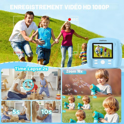 CNAPXAIA Appareil Photo Enfant Instantané, 2,4" Appareil Photo Imprimante avec Carte 32GB & Rouleaux de Papier d'impression, Cad