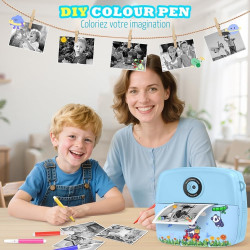 CNAPXAIA Appareil Photo Enfant Instantané, 2,4" Appareil Photo Imprimante avec Carte 32GB & Rouleaux de Papier d'impression, Cad
