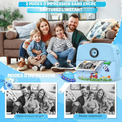 CNAPXAIA Appareil Photo Enfant Instantané, 2,4" Appareil Photo Imprimante avec Carte 32GB & Rouleaux de Papier d'impression, Cad