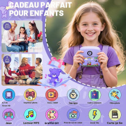 CNAPXAIA Appareil Photo Instantané Enfants, 2.4" Écran Appareil Photo Enfants avec Papier d'impression et Carte 32GB, Jouet Cade