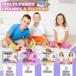 CNAPXAIA Appareil Photo Instantané Enfants, 2.4" Écran Appareil Photo Enfants avec Papier d'impression et Carte 32GB, Jouet Cade
