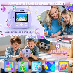 CNAPXAIA Appareil Photo Instantané Enfants, 2.4" Écran Appareil Photo Enfants avec Papier d'impression et Carte 32GB, Jouet Cade
