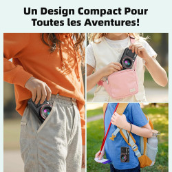Appareil Photo Numérique 4K 64MP Digital Camera 18X Zoom Numérique Appareil Photo Compact Portable avec 2 Écran, 2 Batteries Car