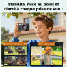 Appareil Photo Numérique 4K 64MP Digital Camera 18X Zoom Numérique Appareil Photo Compact Portable avec 2 Écran, 2 Batteries Car