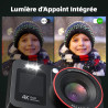Appareil Photo Numérique 4K 64MP Digital Camera 18X Zoom Numérique Appareil Photo Compact Portable avec 2 Écran, 2 Batteries Car