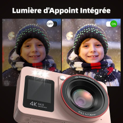 Appareil Photo Numérique 4K 64MP Digital Camera 18X Zoom Numérique Appareil Photo Compact Portable avec 2 Écran, 2 Batteries Car