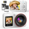 Appareil Photo Numérique 4K 64MP Digital Camera 18X Zoom Numérique Appareil Photo Compact Portable avec 2 Écran, 2 Batteries Car