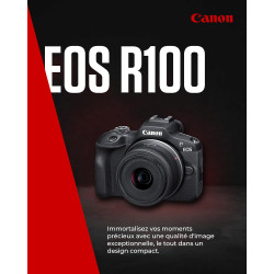 Canon eos r100 appareil photo avec objectif rf-s 18-45mm f4.5-6.3 is stm, appareil photo hybride aps-c, autofocus cmos dual pixe