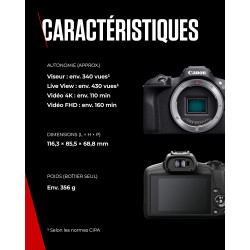 Canon eos r100 appareil photo avec objectif rf-s 18-45mm f4.5-6.3 is stm, appareil photo hybride aps-c, autofocus cmos dual pixe