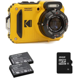 KODAK Pixpro Pack WPZ2 + 2 Batteries + 1 Carte SD - Appareil Photo Numérique Compact 16M Pixels, Etanche à 15m, Anti-Choc, Video