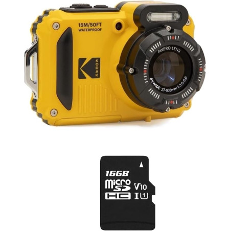 KODAK Pixpro Pack WPZ2 + 1 Carte SD Compact 16M Pixels, étanche à 15m, Anti-Choc, Video 720p, Ecran LCD 2,7 - Batterie Li-ION - 