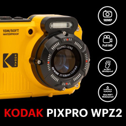 KODAK Pixpro Pack WPZ2 + 1 Carte SD Compact 16M Pixels, étanche à 15m, Anti-Choc, Video 720p, Ecran LCD 2,7 - Batterie Li-ION - 