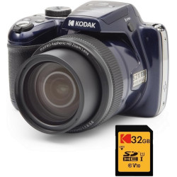 KODAK Pixpro AZ528 + Carte Mémoire SD 32 Go - Appareil Photo Bridge 16 MP, Zoom 52X, Full HD, 85MB/s Lecture, 25MB/s Écriture - 