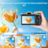 Appareil Photo Numérique avec WiFi, 4K 64MP Autofocus Camera Vlog 16X Digital Zoom à Écran Rabattable à 180° Appareils Photo Com