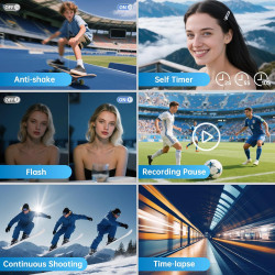 Appareil Photo Numérique avec WiFi, 4K 64MP Autofocus Camera Vlog 16X Digital Zoom à Écran Rabattable à 180° Appareils Photo Com