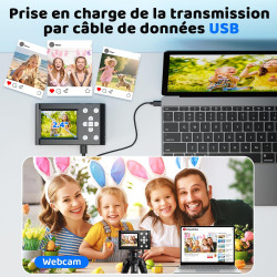 CHAKEYAKE Appareil Photo Numérique, 4K 64MP Appareil Photo, Carte 32 Go, écran LCD 2,4", Zoom Numérique 18x, Autofocus, Portable