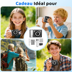 CHAKEYAKE Appareil Photo Numérique, 4K 64MP Appareil Photo, Carte 32 Go, écran LCD 2,4", Zoom Numérique 18x, Autofocus, Portable