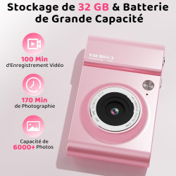CHAKEYAKE Appareil Photo Numérique, 4K 64MP Appareil Photo Compact Portable avec Autofocus, Zoom Numérique 18X, écran LCD 2,4", 
