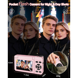 Appareil Photo Numérique Vidéo 4K avec Écran 3" Abattable 180° pour Vlog, Ponovo Appareil Photo 64MP Autofocus avec 32GB, Zoom 1