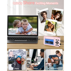 Appareil Photo Numérique Vidéo 4K avec Écran 3" Abattable 180° pour Vlog, Ponovo Appareil Photo 64MP Autofocus avec 32GB, Zoom 1