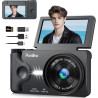 Appareil Photo Numérique 4K 64MP Autofocus Camera pour Vlog Voyage avec Écran 3" Abattable 180° Digital Camera, Ponovo Appareil 