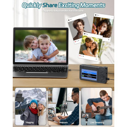 Appareil Photo Numérique 4K 64MP Autofocus Camera pour Vlog Voyage avec Écran 3" Abattable 180° Digital Camera, Ponovo Appareil 