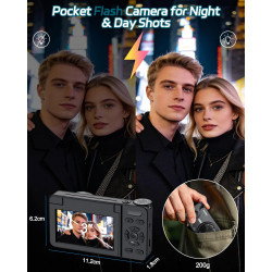 Appareil Photo Numérique 4K 64MP Autofocus Camera pour Vlog Voyage avec Écran 3" Abattable 180° Digital Camera, Ponovo Appareil 