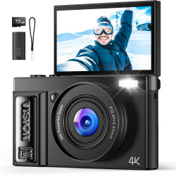 Appareil Photo Numérique 4K Digital: 64MP Appareils Numérique avec Écran Rabattable 180° - Camera pour Vlog avec Carte 32GB - po
