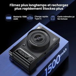 Appareil Photo Numérique 4K Digital: 64MP Appareils Numérique avec Écran Rabattable 180° - Camera pour Vlog avec Carte 32GB - po