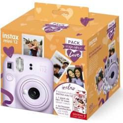 Pack Iconique Love Appareil Photo instantané Fujifilm instax Mini 12 Violet + Pack de Film 10 Vues + Housse de Protection