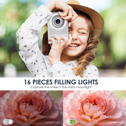 ARNSSIEN Appareil Photo Numérique, Appareil Photo Enfant 1080P Vintage,écran 2.4IPS avec 16 LED de remplissage,cadeau d'annivers