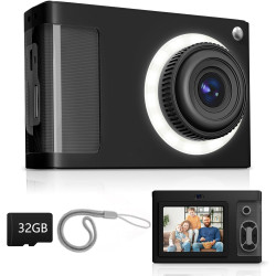 ARNSSIEN Appareil Photo Numérique, Appareil Photo Enfant 1080P Vintage,écran 2.4IPS avec 16 LED de remplissage,cadeau d'annivers