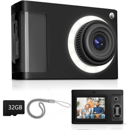 ARNSSIEN Appareil Photo Numérique, Appareil Photo Enfant 1080P Vintage,écran 2.4IPS avec 16 LED de remplissage,cadeau d'annivers