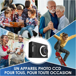 ARNSSIEN Appareil Photo Numérique, Appareil Photo Enfant 1080P Vintage,écran 2.4IPS avec 16 LED de remplissage,cadeau d'annivers