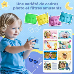 CAMCLID Appareil Photo Instantané Enfants, 3,0 Pouces Appareil Photo Numérique Enfant, 48MP/2,5K UHD Appareil Photo Enfant avec 