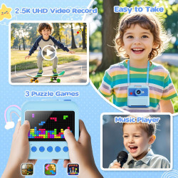 CAMCLID Appareil Photo Instantané Enfants, 3,0 Pouces Appareil Photo Numérique Enfant, 48MP/2,5K UHD Appareil Photo Enfant avec 