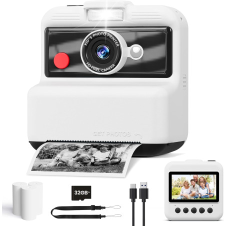 CAMCLID Appareil Photo Instantané Enfants, 3,0 Pouces Appareil Photo Numérique Enfant, 48MP/2,5K UHD Appareil Photo Enfant avec 