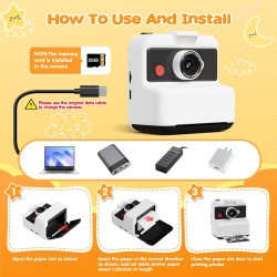 CAMCLID Appareil Photo Instantané Enfants, 3,0 Pouces Appareil Photo Numérique Enfant, 48MP/2,5K UHD Appareil Photo Enfant avec 
